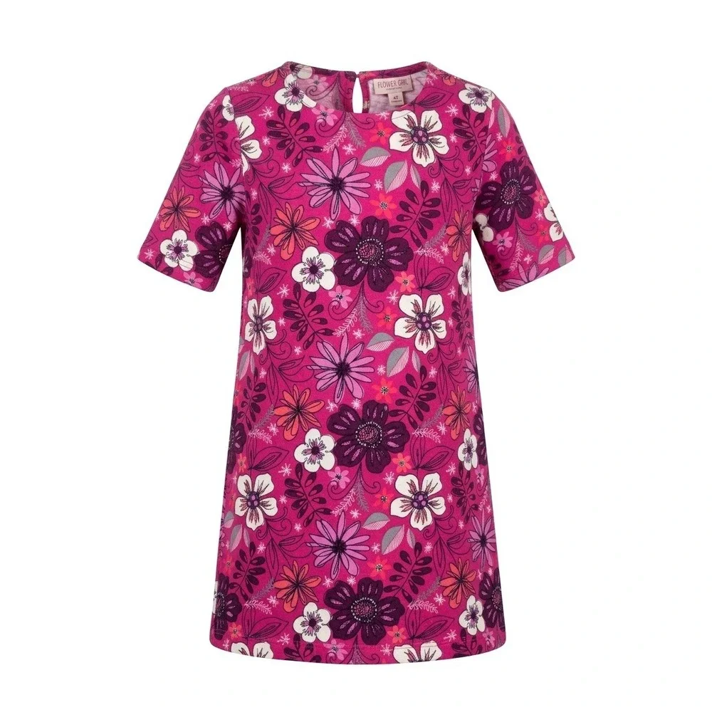 Gymboree Girls Pink Floral Short Sleeve Shift Dress‎ Size L 10-12